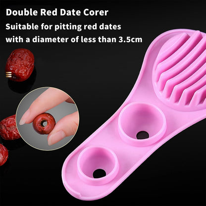 Strawberry Slicer Cherry Pitter 2 in 1, Stainless Fruit Slicer Strawberry Cutter Slicer Strawberry Tool for Hawthorn/Red Date/Olives/Strawberries/Tomatoes