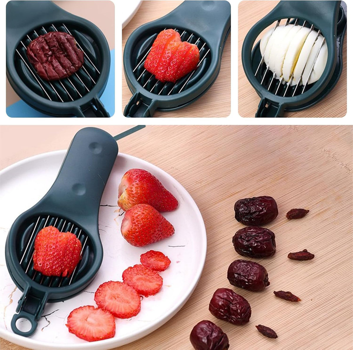 Strawberry Slicer Cherry Pitter 2 in 1, Stainless Fruit Slicer Strawberry Cutter Slicer Strawberry Tool for Hawthorn/Red Date/Olives/Strawberries/Tomatoes
