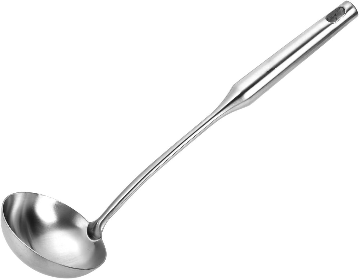 Skimmer Slotted Spoon, Slotted Spoons for Cooking, Heavy Duty 304 Stainless Steel Slotted Spoon with Vacuum Ergonomic Handle, Comfortable Grip Design Strainer Ladle for Kitchen, 14.96 Inches