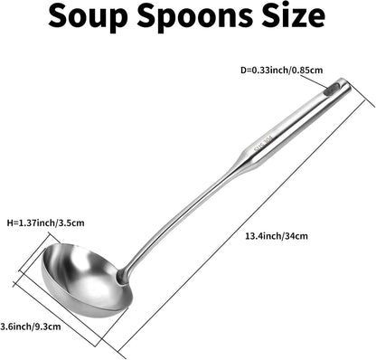 Skimmer Slotted Spoon, Slotted Spoons for Cooking, Heavy Duty 304 Stainless Steel Slotted Spoon with Vacuum Ergonomic Handle, Comfortable Grip Design Strainer Ladle for Kitchen, 14.96 Inches