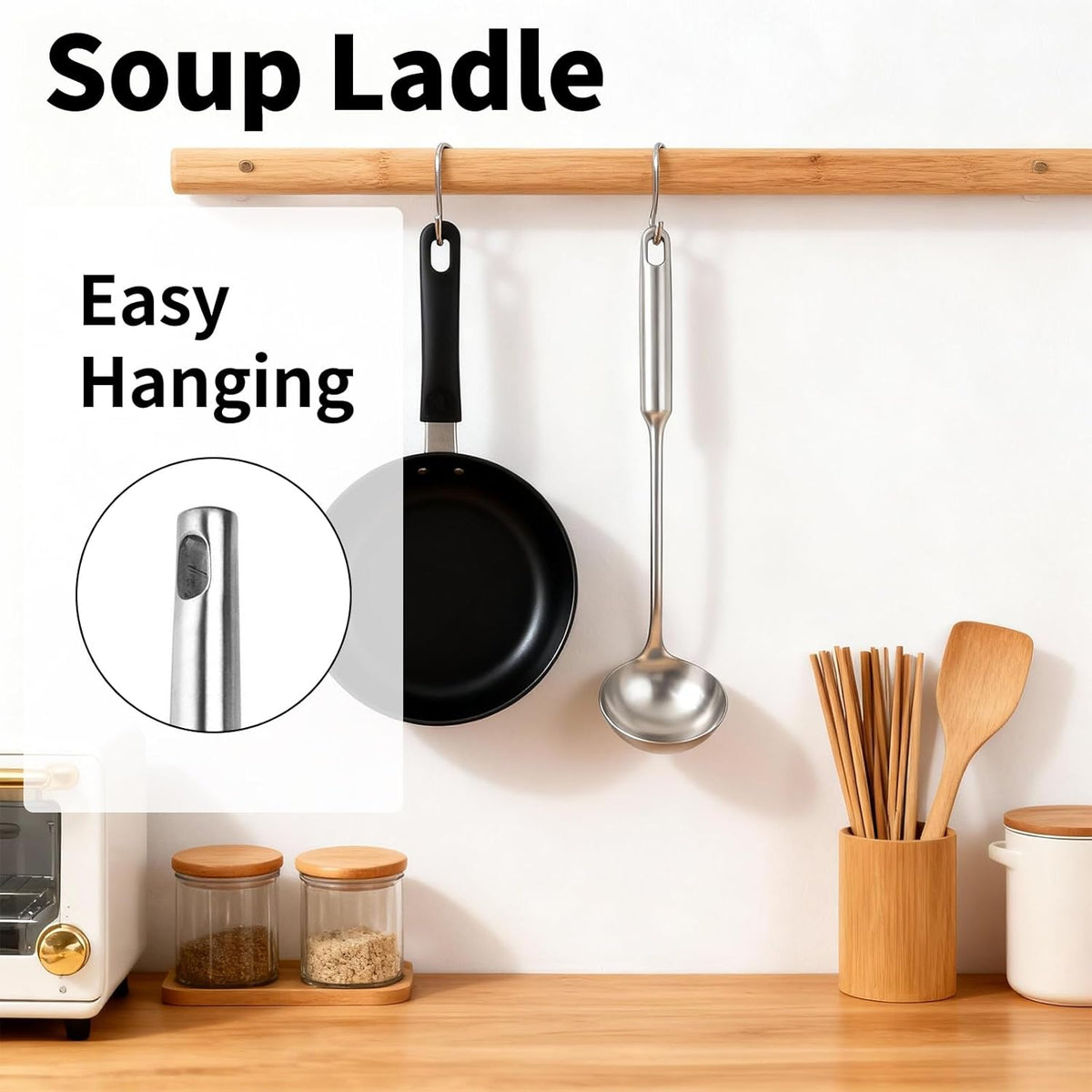 Skimmer Slotted Spoon, Slotted Spoons for Cooking, Heavy Duty 304 Stainless Steel Slotted Spoon with Vacuum Ergonomic Handle, Comfortable Grip Design Strainer Ladle for Kitchen, 14.96 Inches