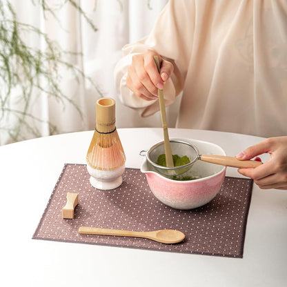 Matcha Whisk Set, Handcrafted Crystalline Glaze Matcha Set, 8 Pcs Matcha Kit Includes Matcha Bowl, Whisk with Holder, Bamboo Scoop & Spoon, Sifter and Tea Towel, Ceremonial Matcha Tea Set