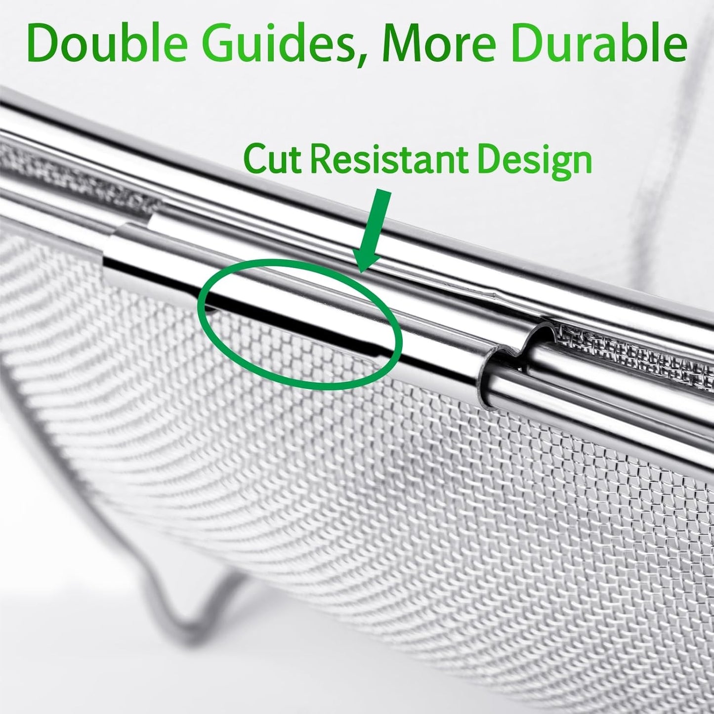 6-Quart Large Over The Sink Colander, Heavy Duty 40% Thicker 18/8 Stainless Steel Fine Mesh Strainer Basket with Expandable Rubber Grip Handles - Strain, Drain, Rinse Fruits, Vegetables