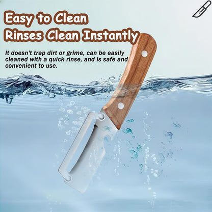 Premium Vegetable Peeler with Wooden Handle and Bottle Opener, Multi Functional Vegetable Peeler for Kitchen, Stainless Steel Blade Kitchen Tool for Vegetables or Fruits That Need to Be Peeled(2PCS)