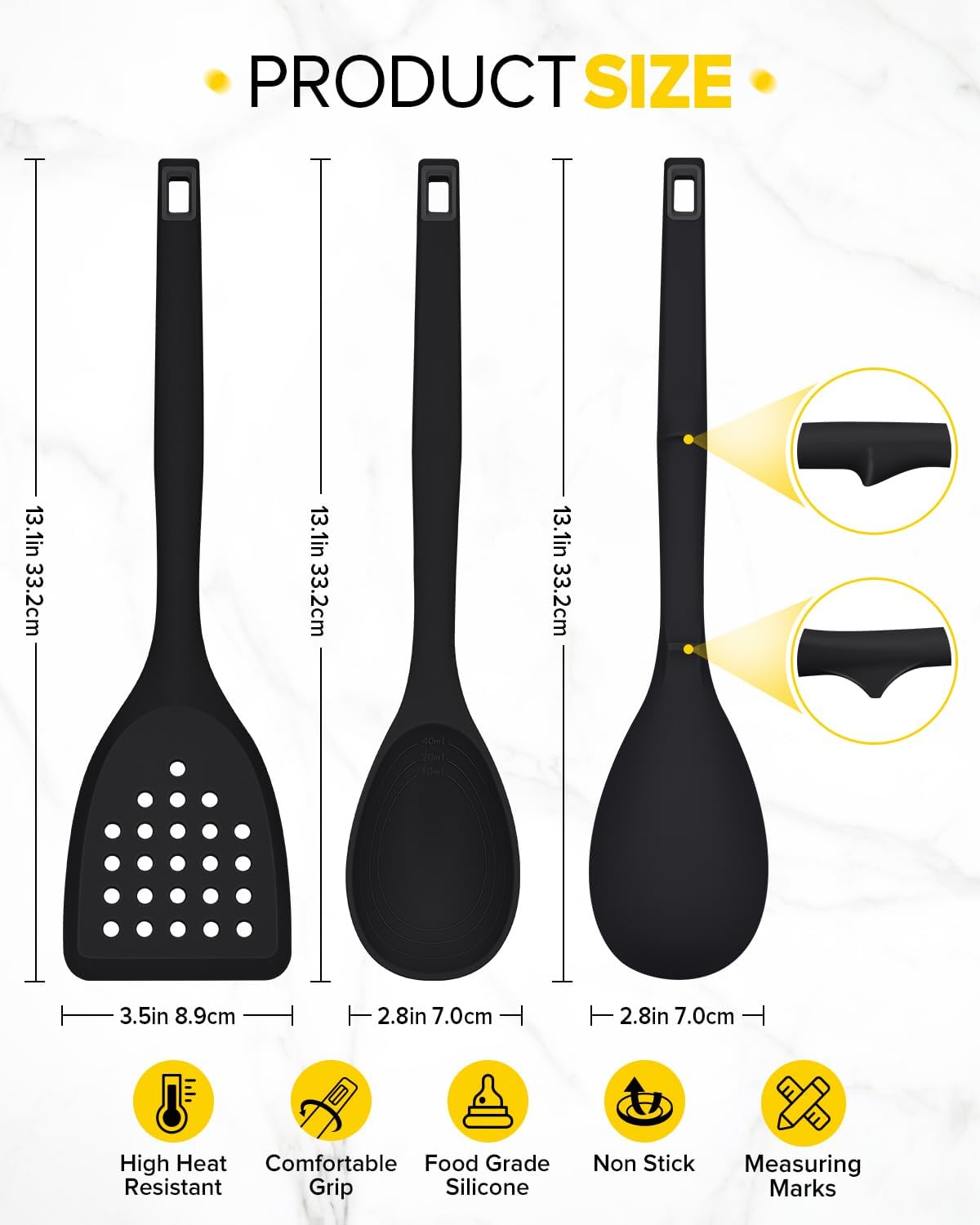 Silicone Cooking Utensils Set, 4 Pcs Spatula and Spoon Set, Khaki