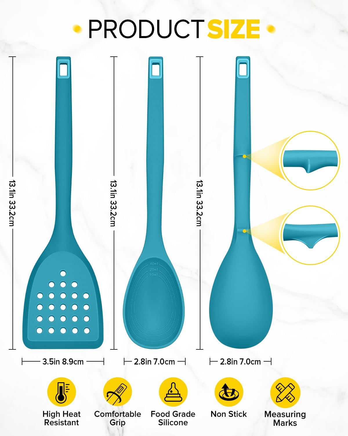 Silicone Cooking Utensils Set, 4 Pcs Spatula and Spoon Set, Khaki
