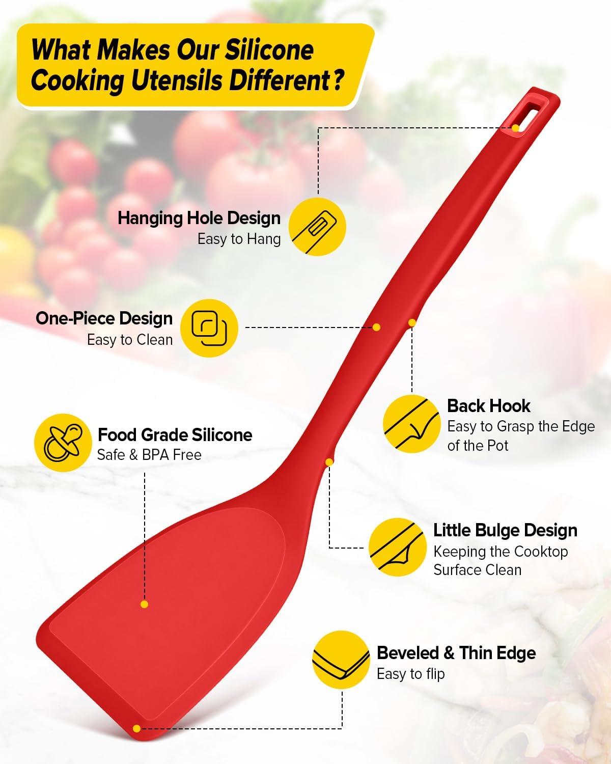 Silicone Cooking Utensils Set, 4 Pcs Spatula and Spoon Set, Khaki