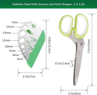 Luxiv Herb Scissors And Stripper Set, 5-Blade Stainless Steel Kitchen Tools
