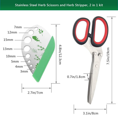Luxiv Herb Scissors And Stripper Set, 5-Blade Stainless Steel Kitchen Tools