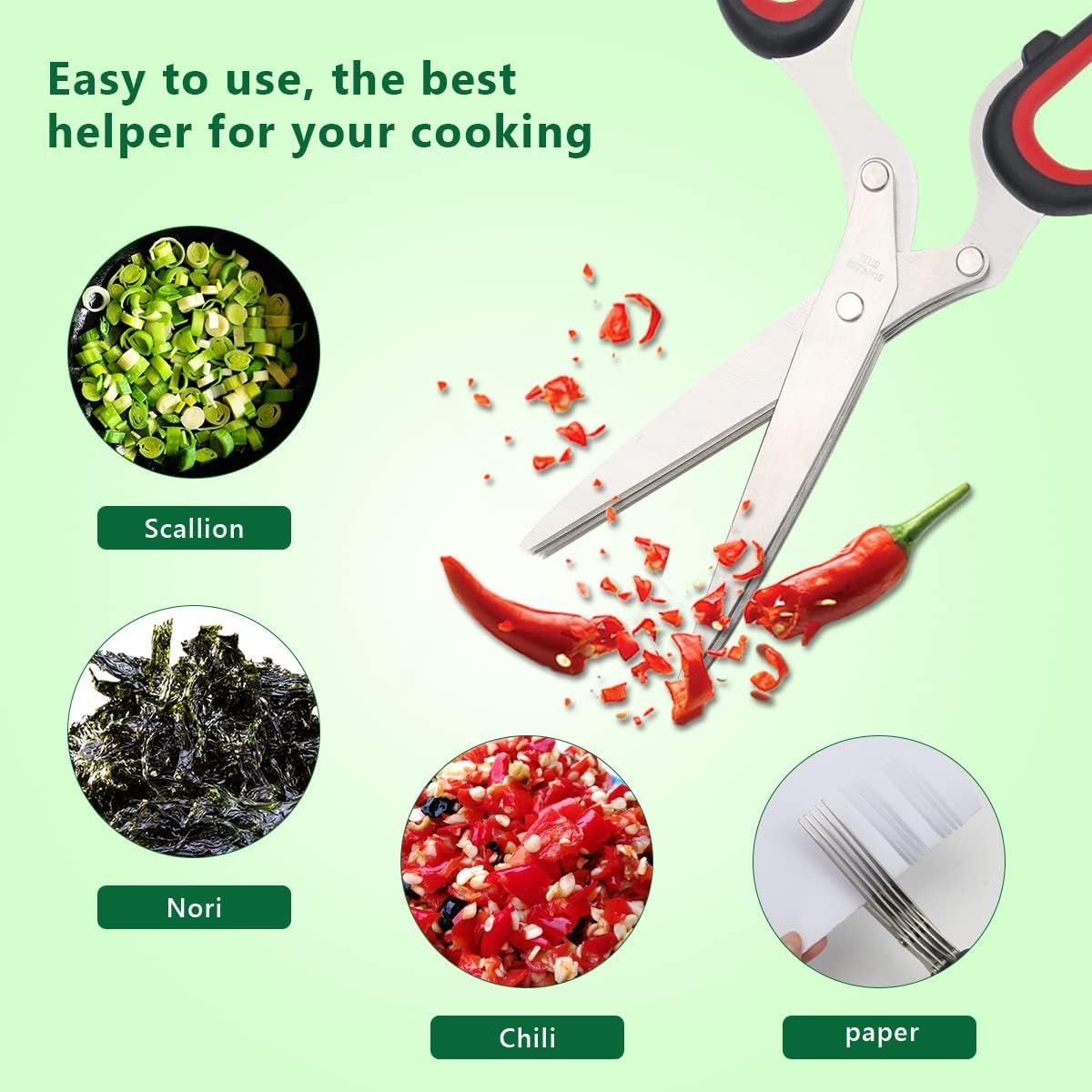 Luxiv Herb Scissors And Stripper Set, 5-Blade Stainless Steel Kitchen Tools