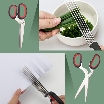 Luxiv Herb Scissors And Stripper Set, 5-Blade Stainless Steel Kitchen Tools