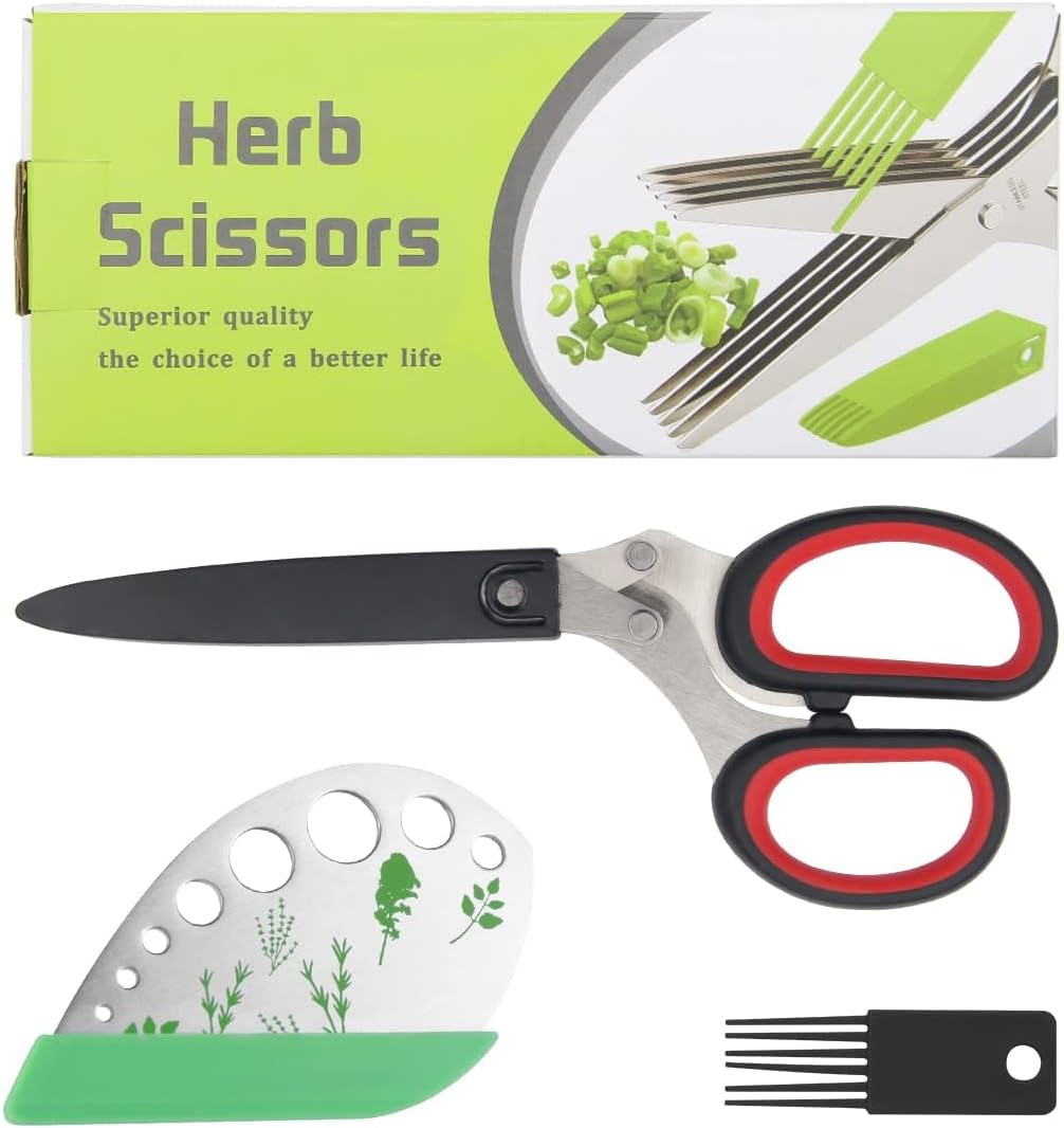 Luxiv Herb Scissors And Stripper Set, 5-Blade Stainless Steel Kitchen Tools