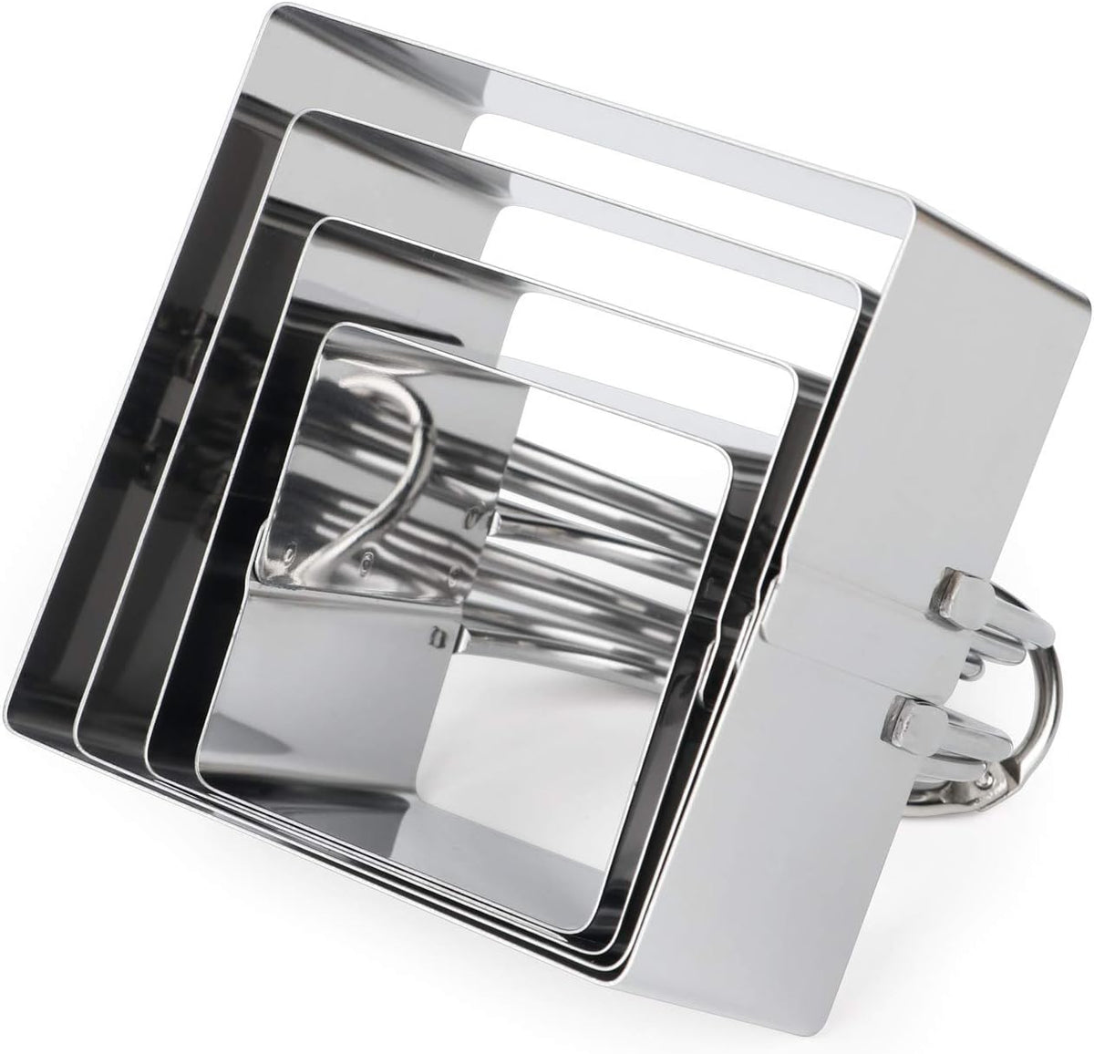 Square Biscuit Cutter Set 4-Pc, Cookie Cutters with Handle | Stainless Steel, Dishwasher Safe, Etched inch/cm Markings, Gift-Ready Packaging, Ergonomic Arched Grip