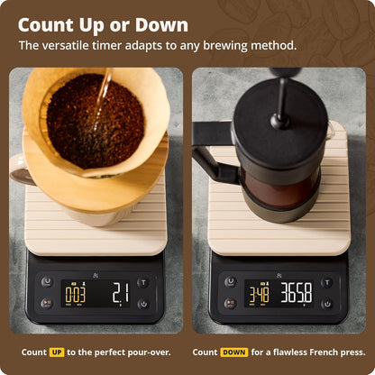 Coffee Scale with Timer, 0.1g Precision Digital Espresso & Pour Over Scale for Chemex, V60, Drip & Matcha Weighing, Waterproof Silicone Cover, 6.6lb Barista Brew Capacity (Onyx Black)