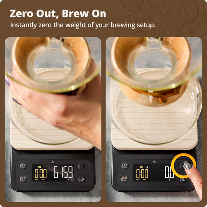 Coffee Scale with Timer, 0.1g Precision Digital Espresso & Pour Over Scale for Chemex, V60, Drip & Matcha Weighing, Waterproof Silicone Cover, 6.6lb Barista Brew Capacity (Onyx Black)