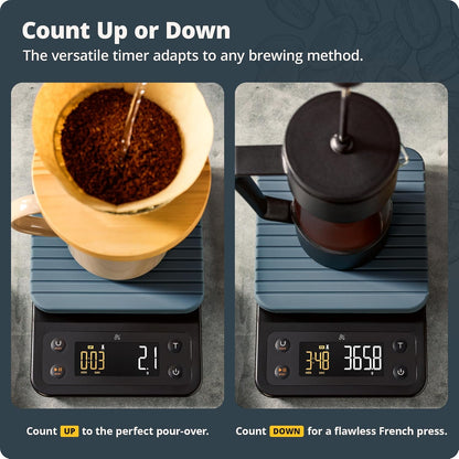 Coffee Scale with Timer, 0.1g Precision Digital Espresso & Pour Over Scale for Chemex, V60, Drip & Matcha Weighing, Waterproof Silicone Cover, 6.6lb Barista Brew Capacity (Onyx Black)