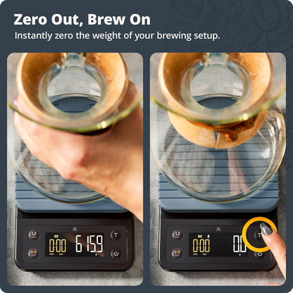 Coffee Scale with Timer, 0.1g Precision Digital Espresso & Pour Over Scale for Chemex, V60, Drip & Matcha Weighing, Waterproof Silicone Cover, 6.6lb Barista Brew Capacity (Onyx Black)
