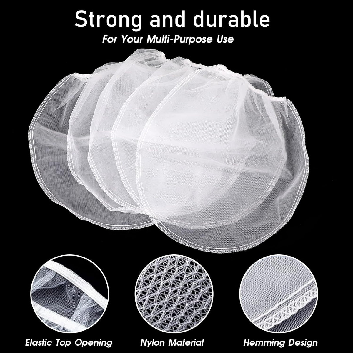 Paint Strainer Bags 1 Gallon Paint Filter Bag White Fine Mesh Disposable Bag Bucket Strainer with Elastic Drawstring Top Opening for Paint Gardening, 5 Pack