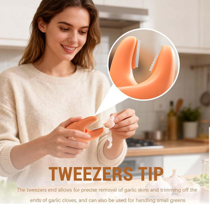 2026 New Garlic Peeler Clips with Stainless Steel Blade - Manual Skin Remover, Easy-to-Use Peeling Tool for Home Cooking, Kitchen Gadgets, Keeps Hands Odor-Free (Orange)