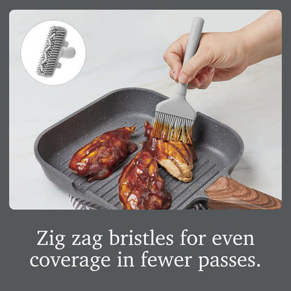 Silicone Basting Brush for Cooking and Pastry, Flex Core Oyster Gray Silicone Pastry Brush Oil Egg Wash Spreader, BBQ Sauce Marinade Meat Cooking Brush Heat Safe 600F Grilling Utensil