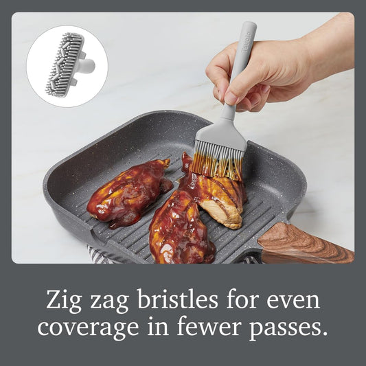 Silicone Basting Brush for Cooking and Pastry, Flex Core Oyster Gray Silicone Pastry Brush Oil Egg Wash Spreader, BBQ Sauce Marinade Meat Cooking Brush Heat Safe 600F Grilling Utensil