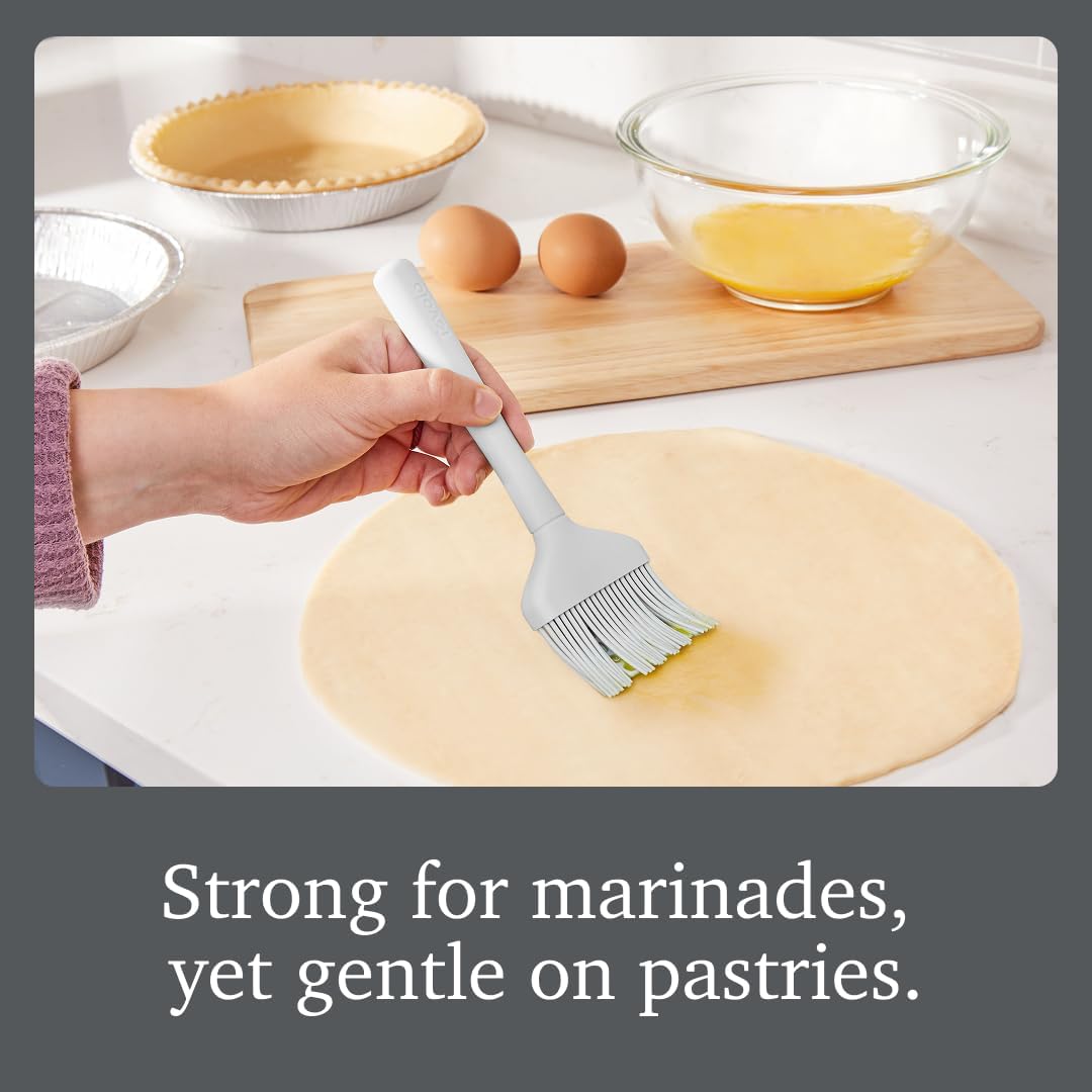 Silicone Basting Brush for Cooking and Pastry, Flex Core Oyster Gray Silicone Pastry Brush Oil Egg Wash Spreader, BBQ Sauce Marinade Meat Cooking Brush Heat Safe 600F Grilling Utensil
