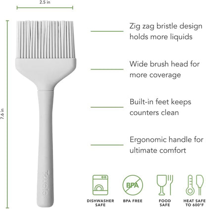 Silicone Basting Brush for Cooking and Pastry, Flex Core Oyster Gray Silicone Pastry Brush Oil Egg Wash Spreader, BBQ Sauce Marinade Meat Cooking Brush Heat Safe 600F Grilling Utensil