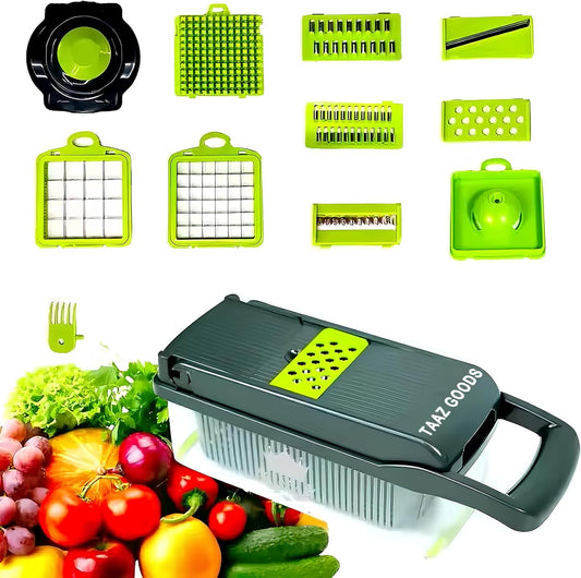 16-in-1 Mandoline Veggie Chopper dicer Cutter Slicer Julienne Slicer Salad Maker Multifuctional Vegetable chopper Cheese Grater Food Prep Tool Kitchen Gadget 8 interchangeble blades