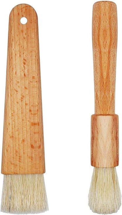 Pastry Brushes with Wooden Handle, Spreading Butter Oil Brush Round Handle Bristle Brushes Flat Pastry Baking Brush Kitchen Cooking Brush for Grill BBQ Spreading Butter Cooking Baking
