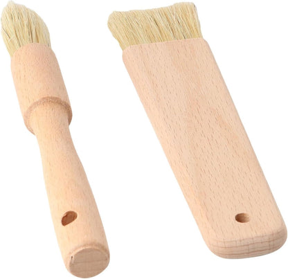 Pastry Brushes with Wooden Handle, Spreading Butter Oil Brush Round Handle Bristle Brushes Flat Pastry Baking Brush Kitchen Cooking Brush for Grill BBQ Spreading Butter Cooking Baking