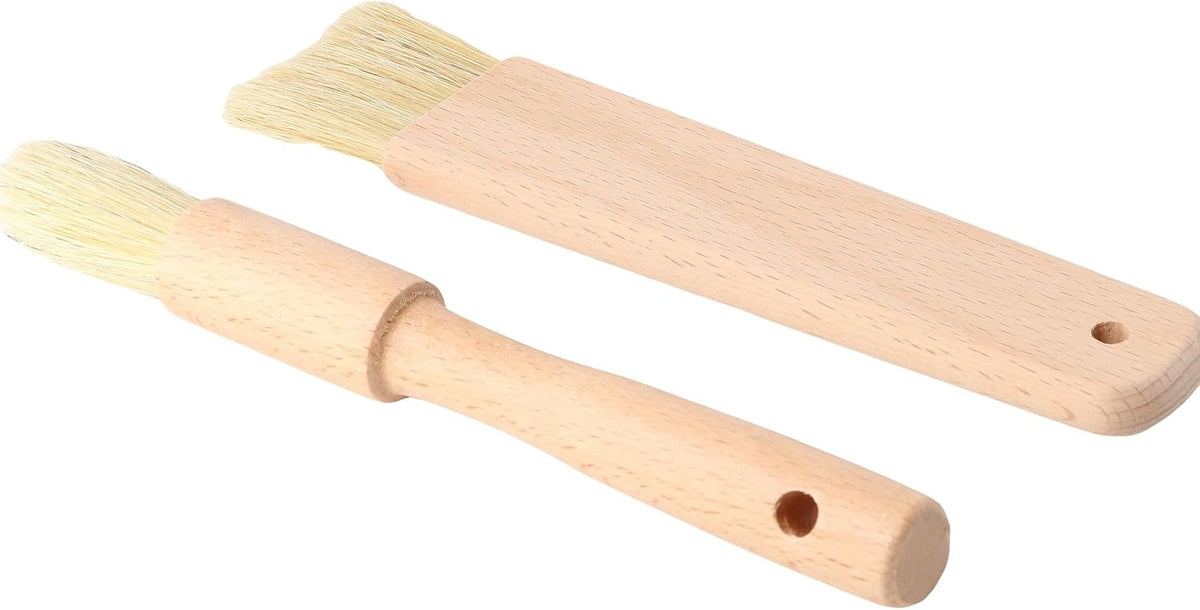Pastry Brushes with Wooden Handle, Spreading Butter Oil Brush Round Handle Bristle Brushes Flat Pastry Baking Brush Kitchen Cooking Brush for Grill BBQ Spreading Butter Cooking Baking