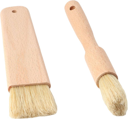 Pastry Brushes with Wooden Handle, Spreading Butter Oil Brush Round Handle Bristle Brushes Flat Pastry Baking Brush Kitchen Cooking Brush for Grill BBQ Spreading Butter Cooking Baking