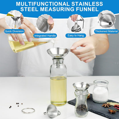 Measuring Cups and Spoons Set 21 Piece, 11 Stainless Steel Nesting Measuring Spoons and Cups with 3 Plastic Measuring Cup, 3 Funnel, 3 Brush, 1 Ruler, Measuring Cup Set for Kitchen Baking Liquid Dry