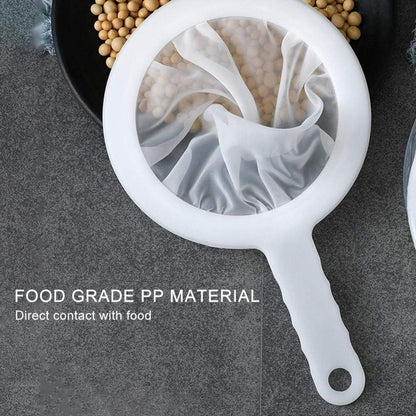 Kitchen Ultra-Fine Nylon Mesh Strainer I Plastic Sieve Fine Mesh Filter Spoon For Soy Milk Coffee Filter Milk Yogurt Juice Kefir Honey Wine coladores de cocina Kitchen Gadgets (100 Mesh)