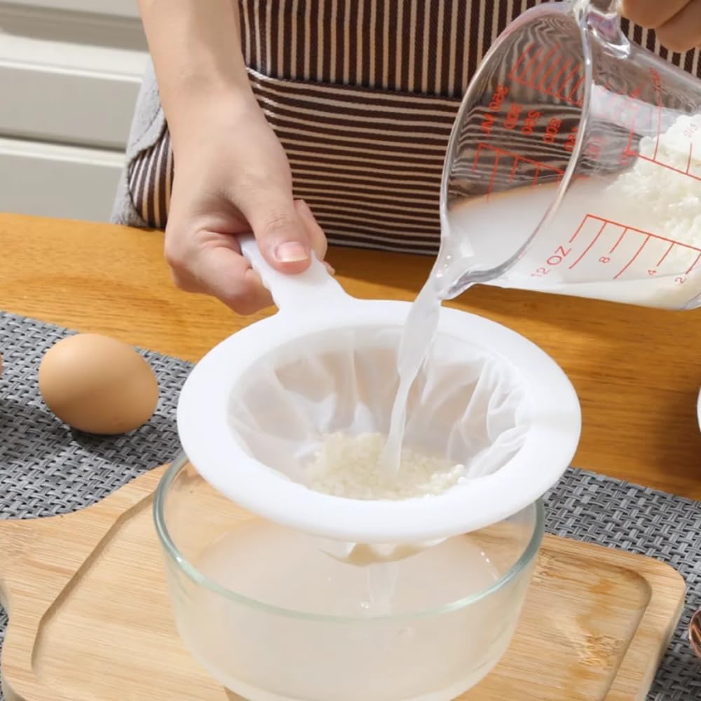 Kitchen Ultra-Fine Nylon Mesh Strainer I Plastic Sieve Fine Mesh Filter Spoon For Soy Milk Coffee Filter Milk Yogurt Juice Kefir Honey Wine coladores de cocina Kitchen Gadgets (100 Mesh)