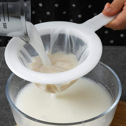 Kitchen Ultra-Fine Nylon Mesh Strainer I Plastic Sieve Fine Mesh Filter Spoon For Soy Milk Coffee Filter Milk Yogurt Juice Kefir Honey Wine coladores de cocina Kitchen Gadgets (100 Mesh)