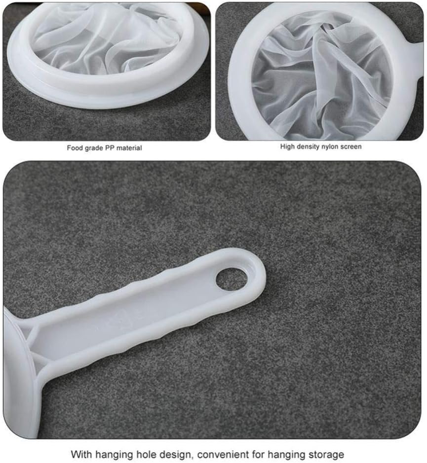 Kitchen Ultra-Fine Nylon Mesh Strainer I Plastic Sieve Fine Mesh Filter Spoon For Soy Milk Coffee Filter Milk Yogurt Juice Kefir Honey Wine coladores de cocina Kitchen Gadgets (100 Mesh)