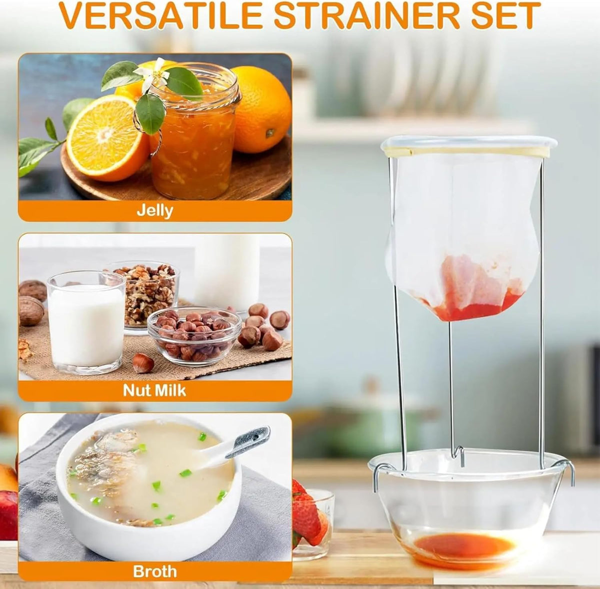 Kitchen Ultra-Fine Nylon Mesh Strainer I Plastic Sieve Fine Mesh Filter Spoon For Soy Milk Coffee Filter Milk Yogurt Juice Kefir Honey Wine coladores de cocina Kitchen Gadgets (100 Mesh)