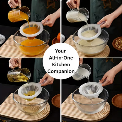 Kitchen Ultra-Fine Nylon Mesh Strainer I Plastic Sieve Fine Mesh Filter Spoon For Soy Milk Coffee Filter Milk Yogurt Juice Kefir Honey Wine coladores de cocina Kitchen Gadgets (100 Mesh)