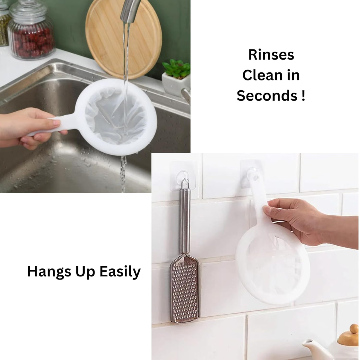 Kitchen Ultra-Fine Nylon Mesh Strainer I Plastic Sieve Fine Mesh Filter Spoon For Soy Milk Coffee Filter Milk Yogurt Juice Kefir Honey Wine coladores de cocina Kitchen Gadgets (100 Mesh)