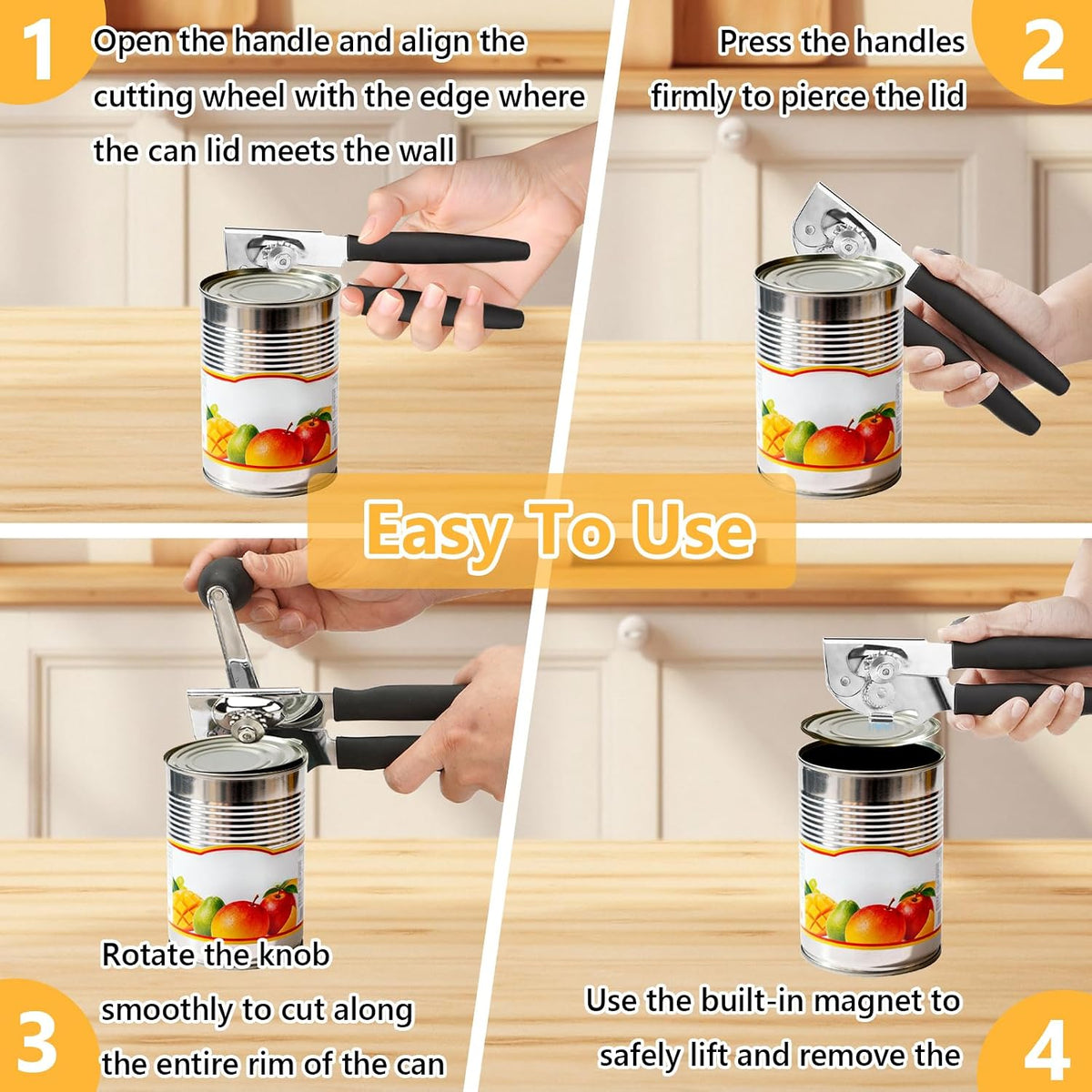 Heavy Duty Commercial Can Opener, Hand Crank Manual Can Opener