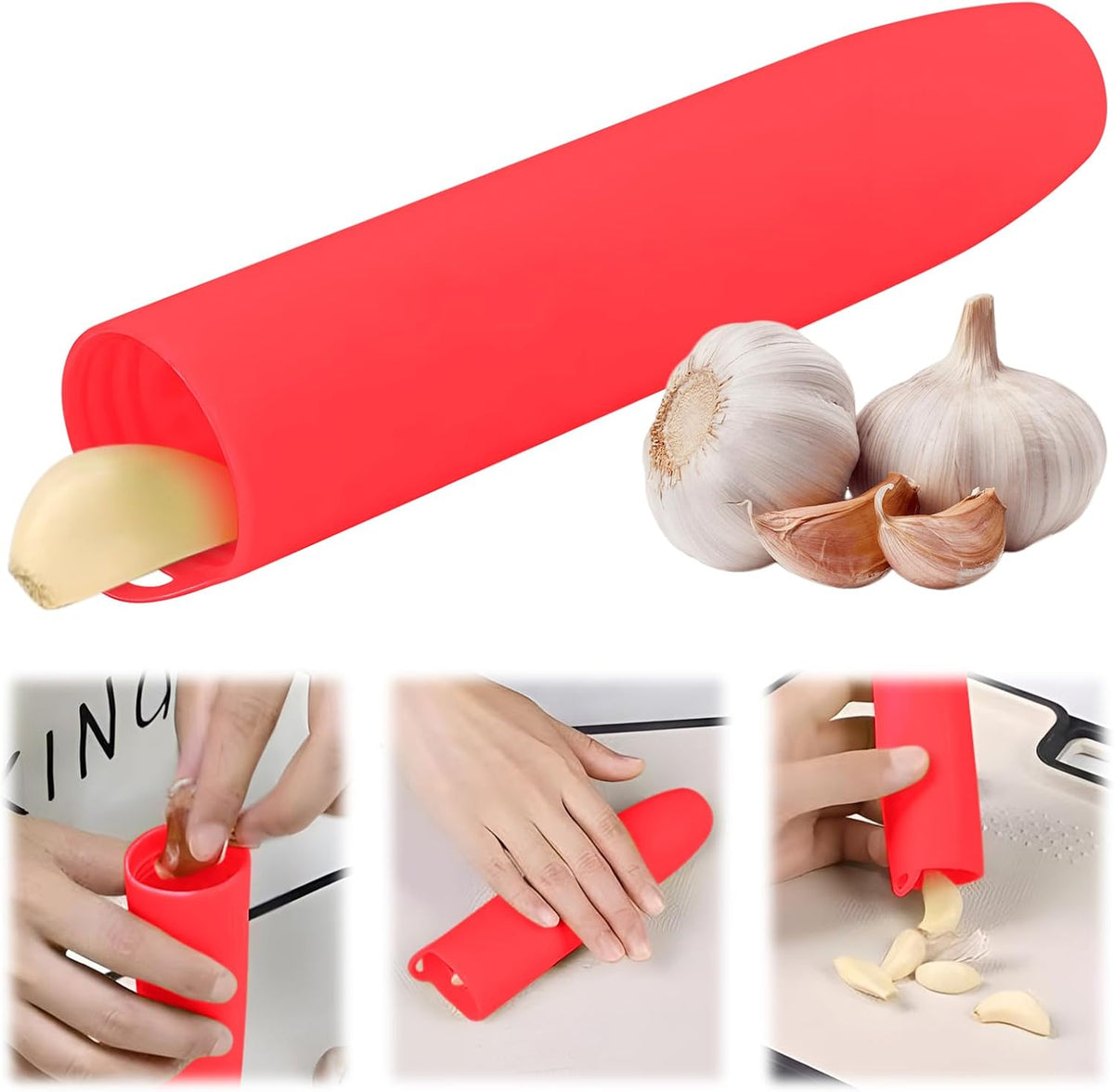 Garlic Tube Rollers Peel Remover,Garlic Peeler Silicone Garlic Peel Remover Roller, Garlic Roller Peeling Tube Tool for Useful Kitchen Tools (blue)