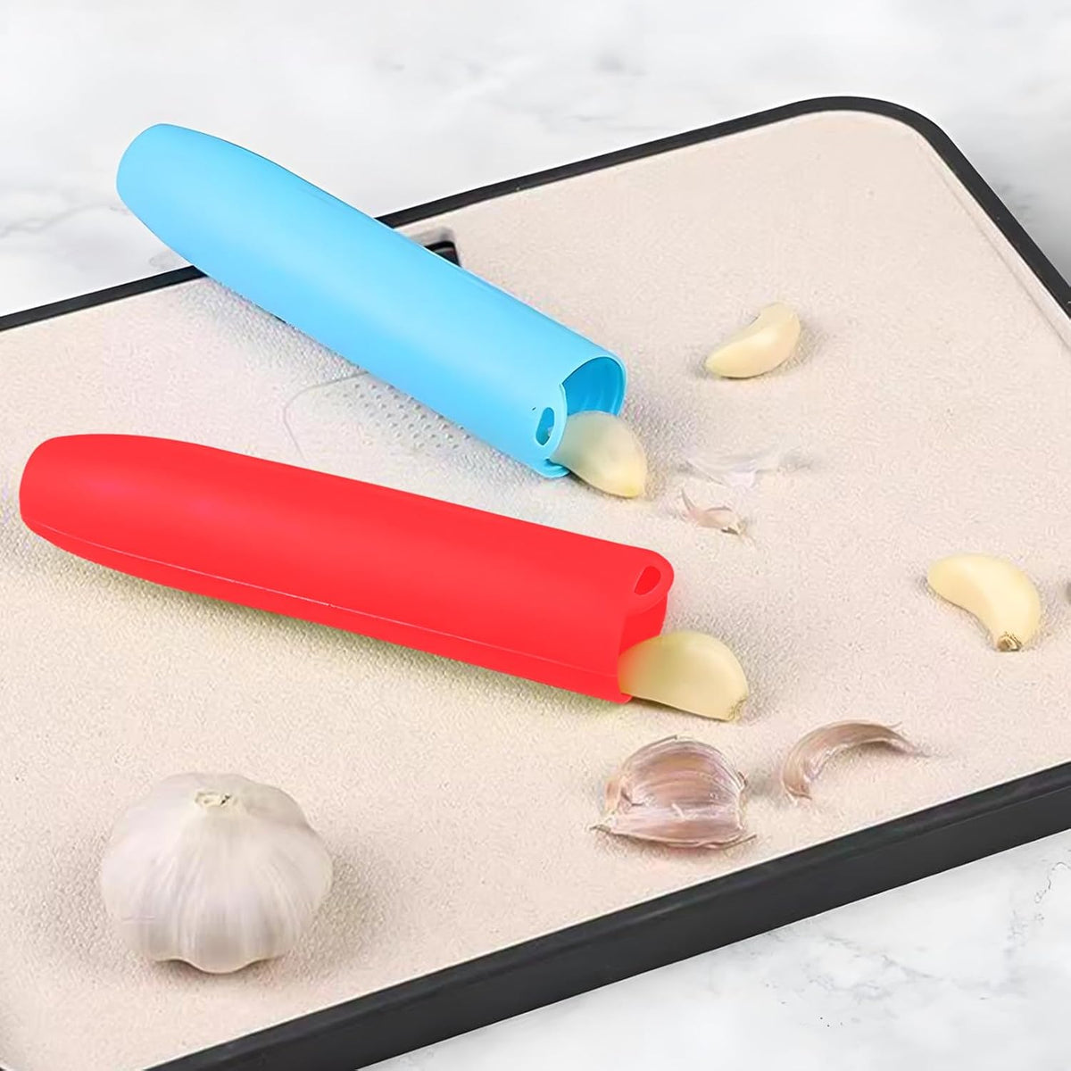 Garlic Tube Rollers Peel Remover,Garlic Peeler Silicone Garlic Peel Remover Roller, Garlic Roller Peeling Tube Tool for Useful Kitchen Tools (blue)
