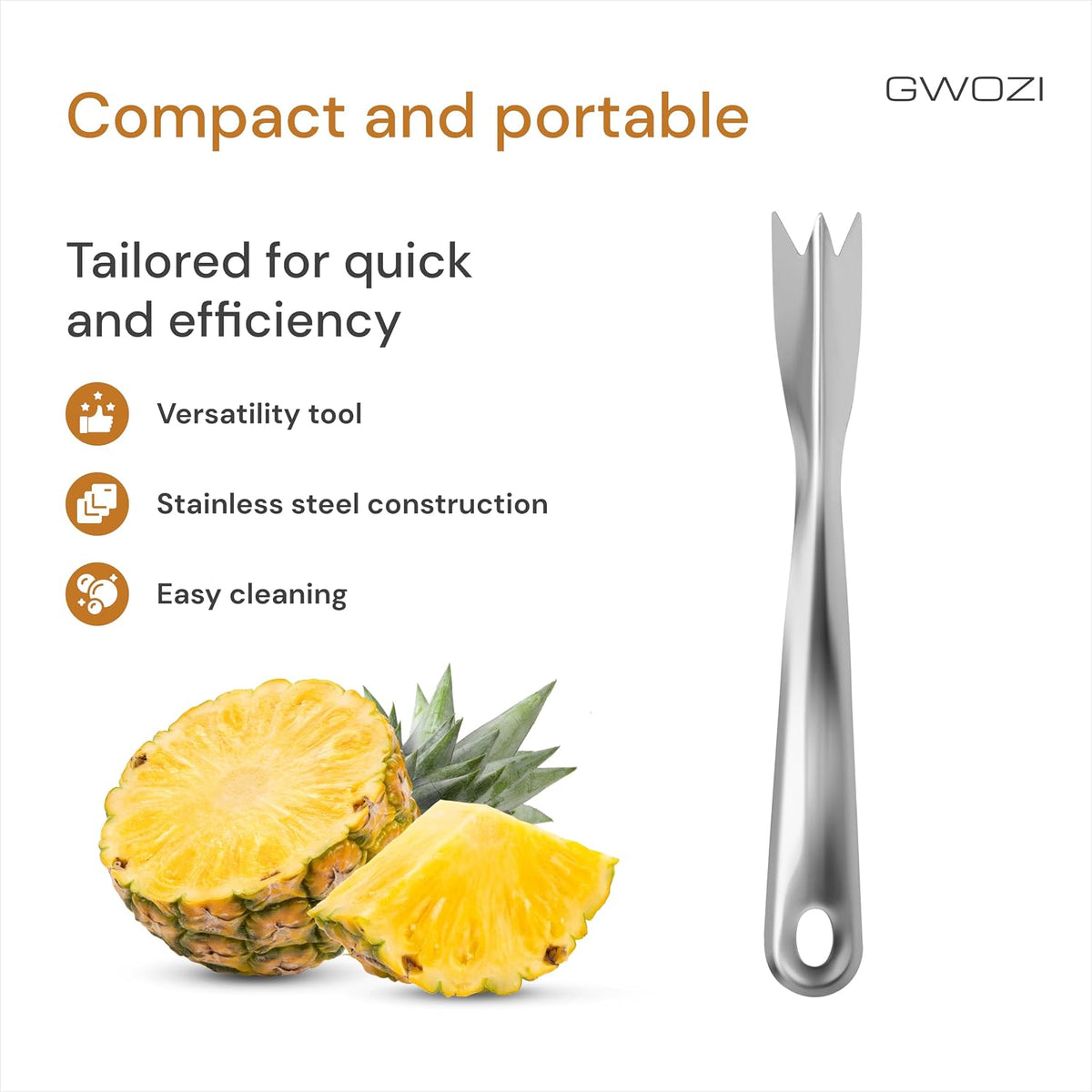 Fruit Tweezers & Pineapple Eye Remover Tool - Stainless Steel Pineapple Eye Remover with V Shape Set of 2 Pcs - Fruit Remover Kitchen Tweezers and Pineapple Seed Remover