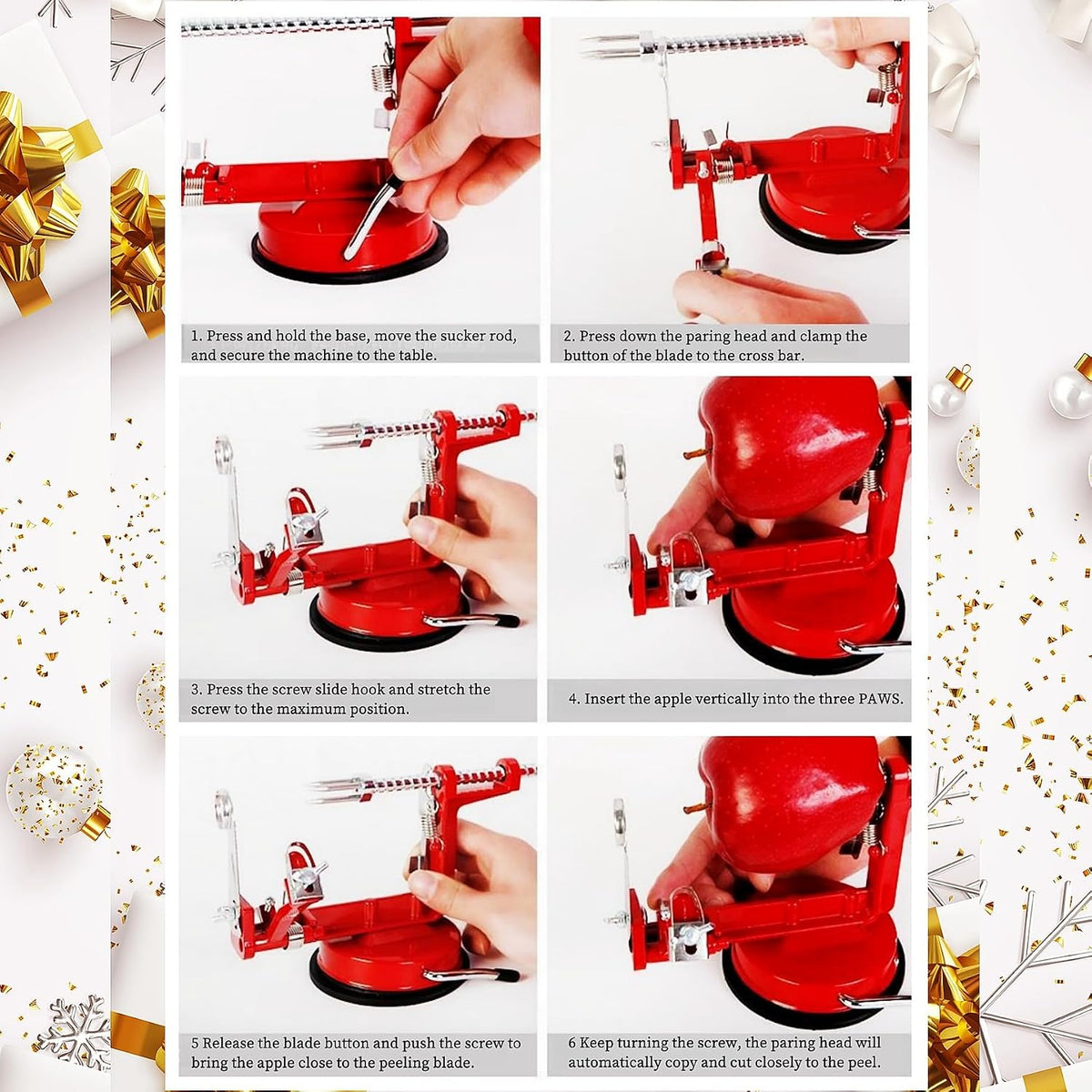Apple Peeler Corer Slicer 3-in-1 Suction Base Adjustable