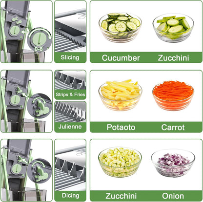 All-in-1 Safe Mandoline Slicer for Kitchen, Food Chopper with Container