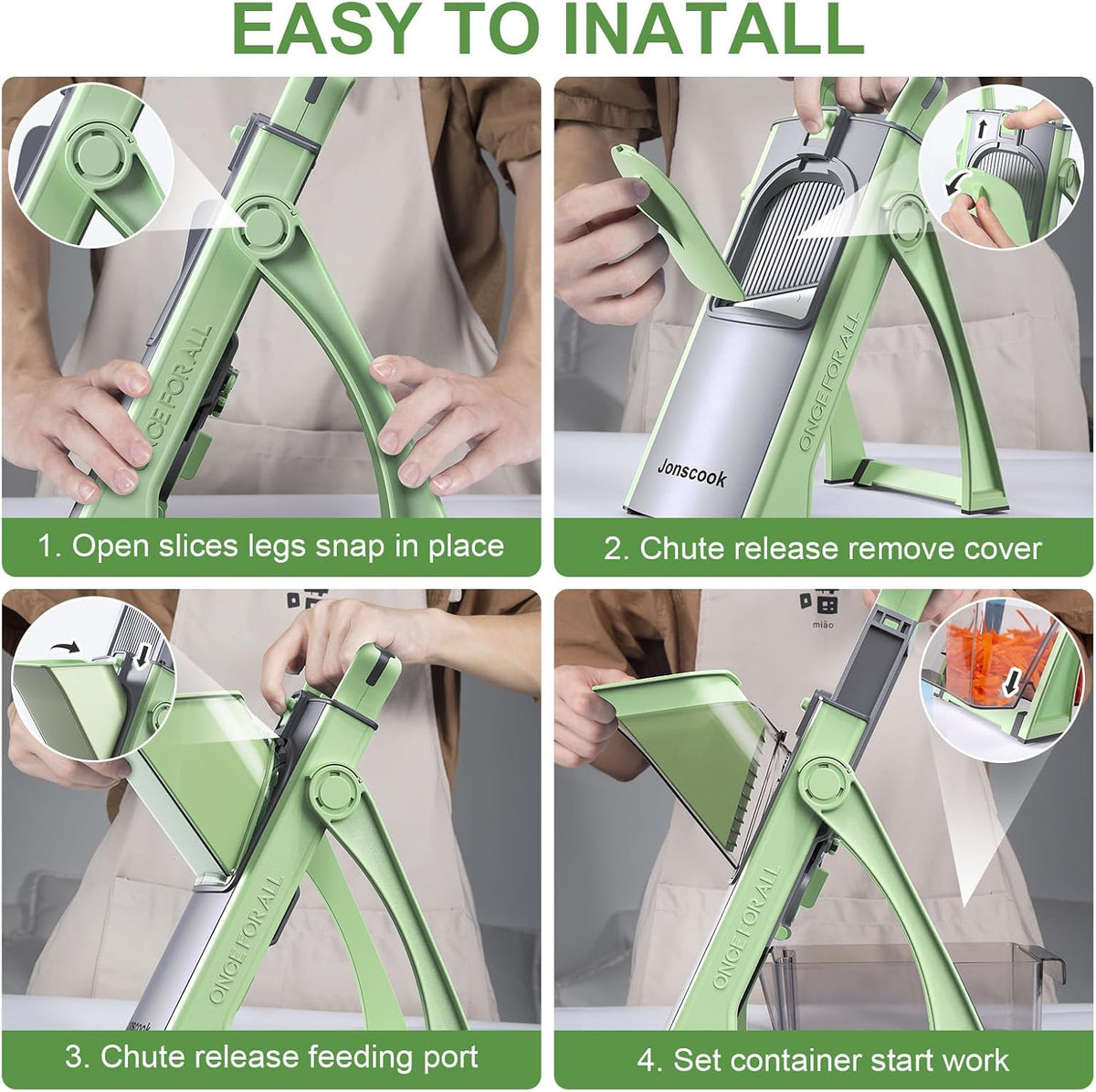 All-in-1 Safe Mandoline Slicer for Kitchen, Food Chopper with Container
