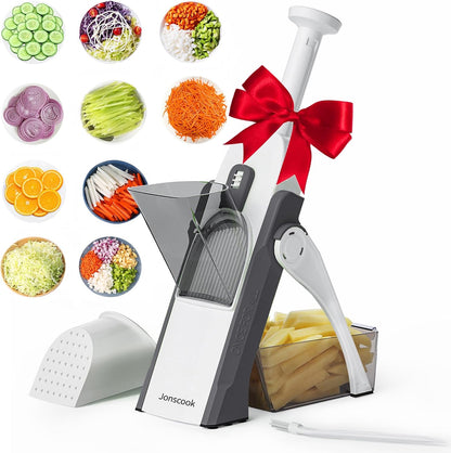 All-in-1 Safe Mandoline Slicer for Kitchen, Food Chopper with Container
