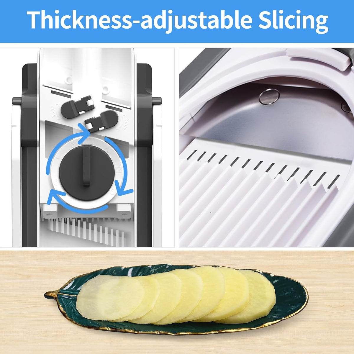 All-in-1 Safe Mandoline Slicer for Kitchen, Food Chopper with Container