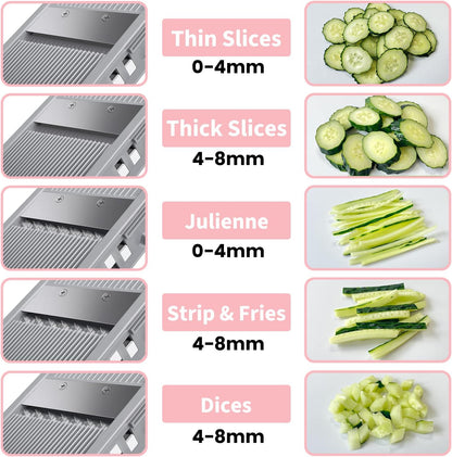 All-in-1 Safe Mandoline Slicer for Kitchen, Food Chopper with Container